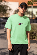 Galactic Horizons Half Sleeve Saga Green Oversized T-Shirt for Men by Hello Swanky
