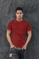 Plain Half Sleeve Maroon Round Neck T-Shirt For Men By Hello Swanky