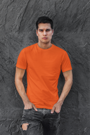 Plain Half Sleeve Orange  Round Neck T-Shirt For Men By Hello Swanky