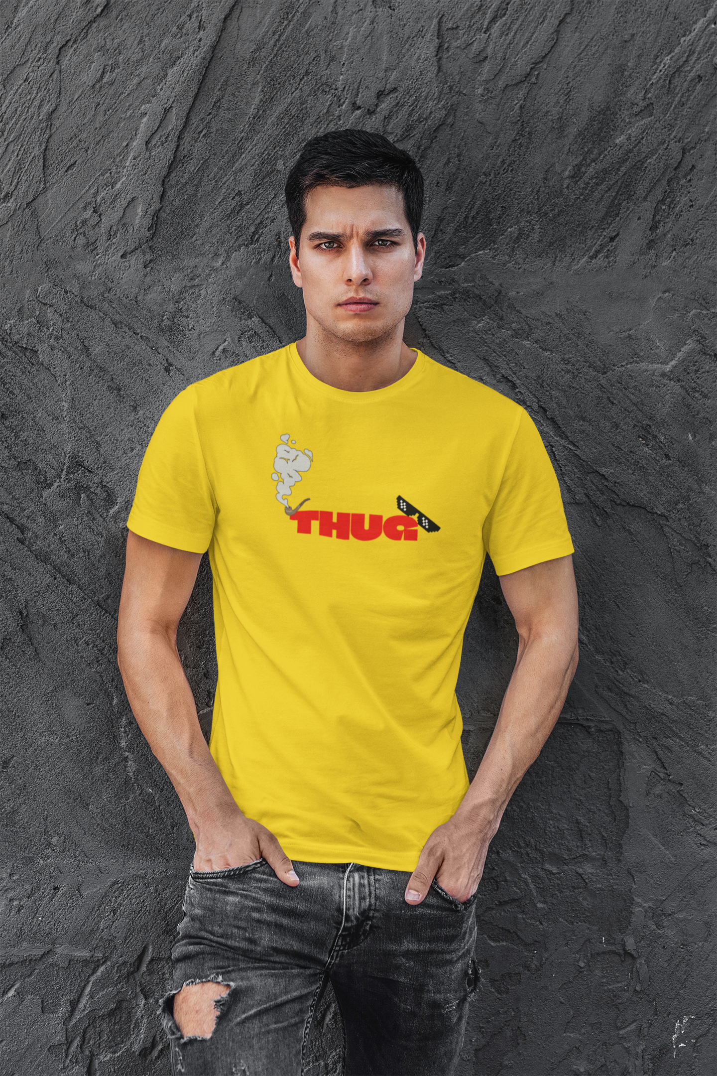Brother Hood Half Sleeve Yellow Round Neck T-Shirt