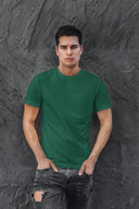 Plain Half Sleeve Bottle Green Round Neck T-Shirt For Men By Hello Swanky