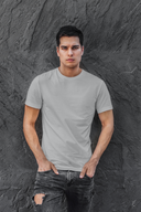 Plain Half Sleeve Grey Round Neck T-Shirt For Men By Hello Swanky