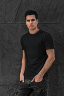 Black Plain Half Sleeve Round Neck T-Shirt For Men By Hello Swanky