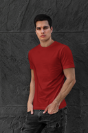 Plain Half Sleeve Maroon Round Neck T-Shirt For Men By Hello Swanky