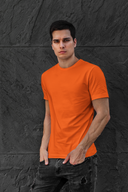 Plain Half Sleeve Orange  Round Neck T-Shirt For Men By Hello Swanky