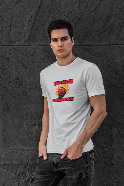 World champions half sleeve grey round neck t-shirt for men by hello swanky - s