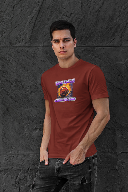 World champions half sleeve maroon round neck t-shirt for men by hello swanky