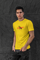 Jurassic Half Sleeve Yellow Round Neck T-Shirt for Men by Hello Swanky