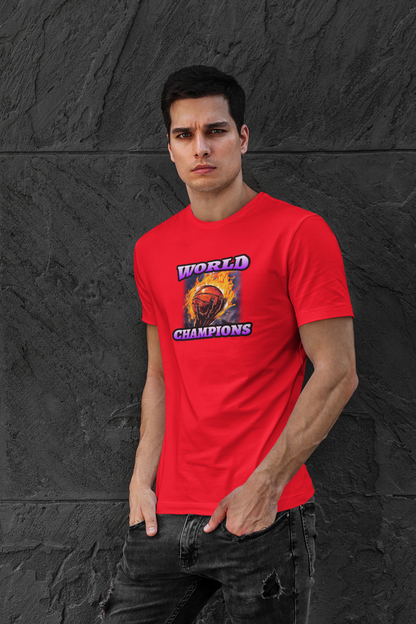World champions half sleeve red round neck t-shirt for men by hello swanky - s