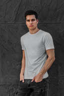 Plain Half Sleeve Grey Round Neck T-Shirt For Men By Hello Swanky