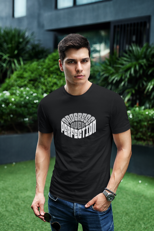 Perfection half sleeve black round neck t-shirt for men hello swanky - s