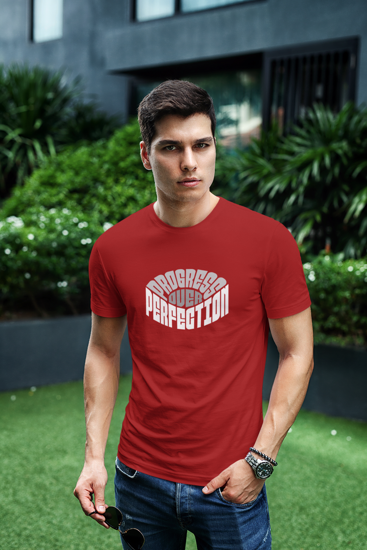 Perfection half sleeve maroon round neck t-shirt for men hello swanky - s