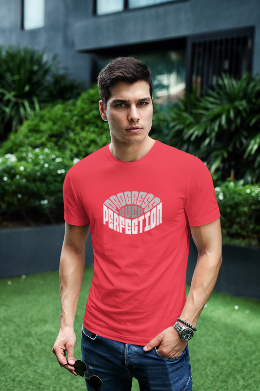 Perfection half sleeve red round neck t-shirt for men hello swanky - s