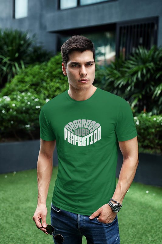 Perfection half sleeve bottle green round neck t-shirt for men hello swanky - s