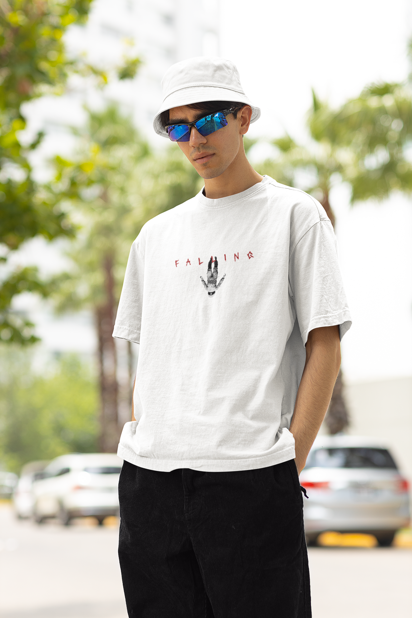 Falling Into Universe Unisex White Oversized T-Shirt