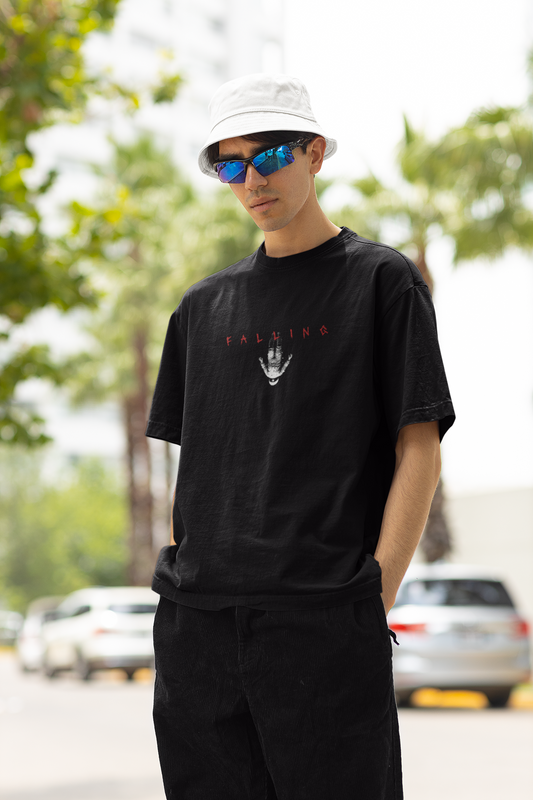 Falling Into Universe Black Oversized T-Shirt Unisex