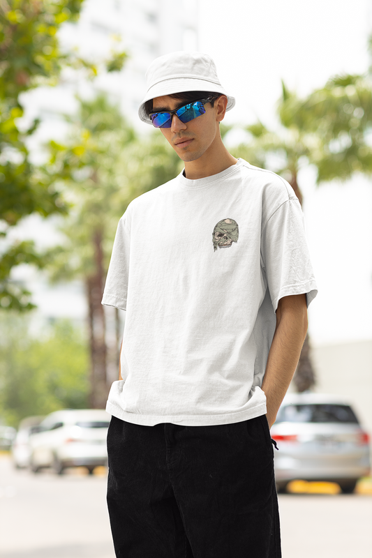 Skeleton Unisex White Oversized T-Shirt