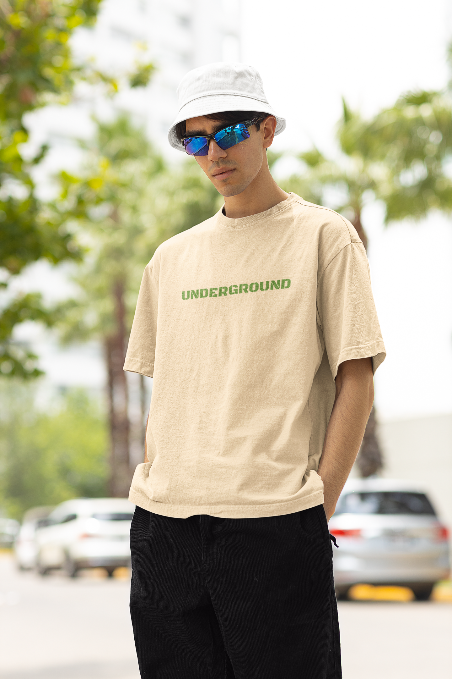 Underground Beige Unisex Oversized T-Shirt for Street Outfits