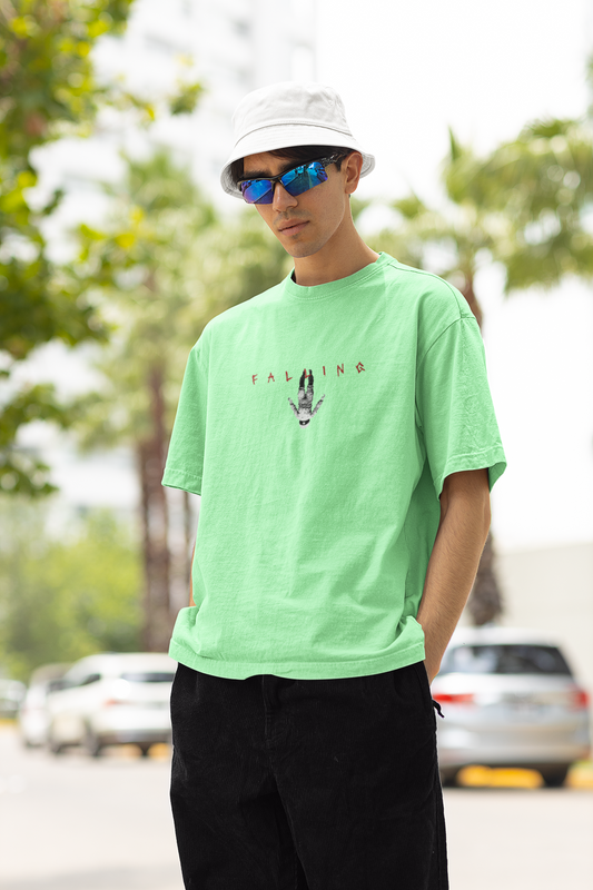 Falling Into Universe Unisex Saga Green Oversized T-Shirt