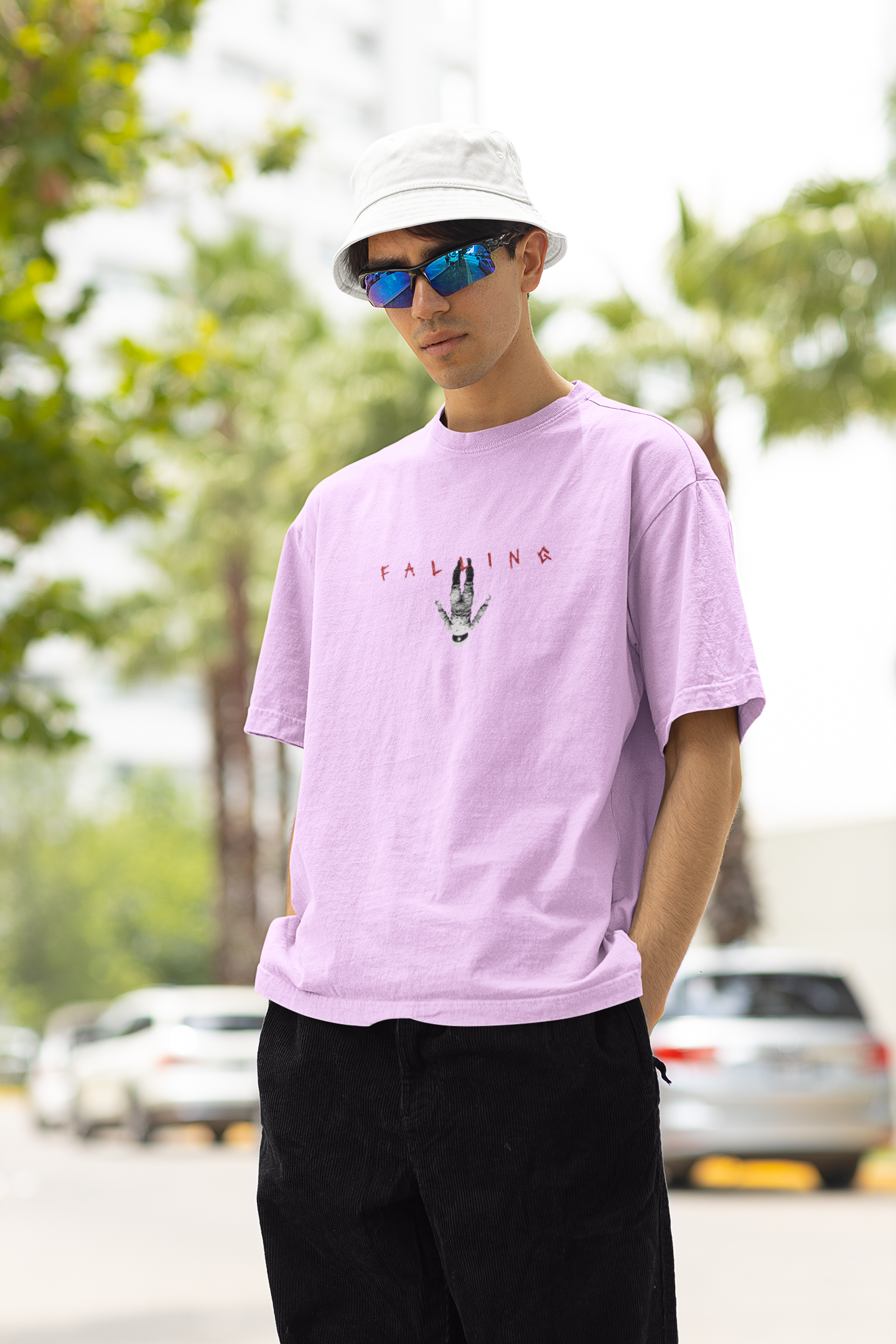 Falling Into Universe Unisex Lavender Oversized T-Shirt