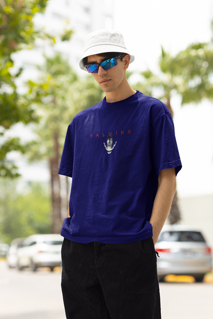 Falling Into Universe Unisex Navy Blue Oversized T-Shirt