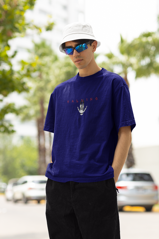 Falling Into Universe Unisex Navy Blue Oversized T-Shirt
