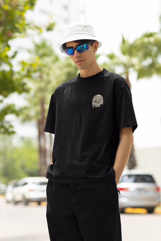 Skeleton Unisex Black Oversized T-Shirt Trendy Graphic Style
