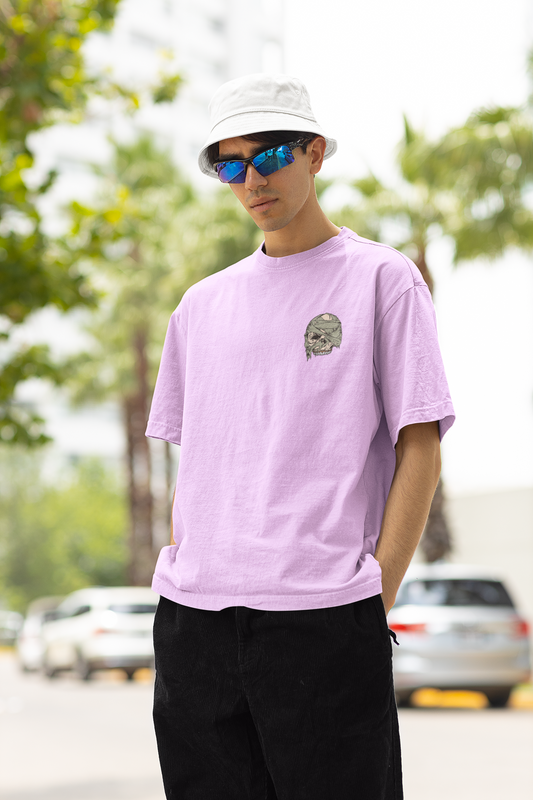 Skeleton Unisex Lavender Oversized T-Shirt Trendy Graphic Style