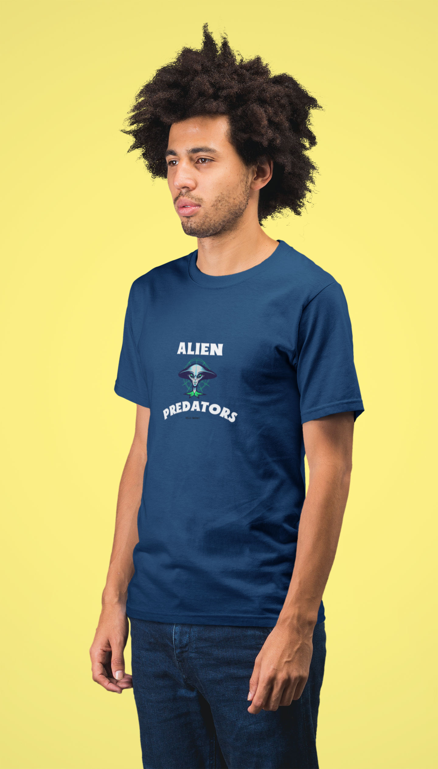 Alien half sleeve navy blue round neck t-shirt for men by hello swanky
