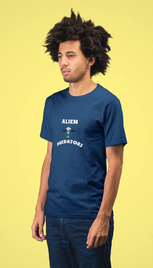 Alien half sleeve navy blue round neck t-shirt for men by hello swanky