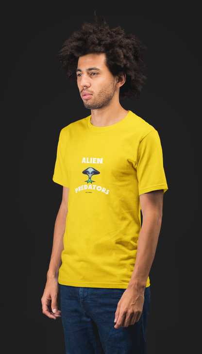 Alien half sleeve yellow round neck t-shirt for men by hello swanky