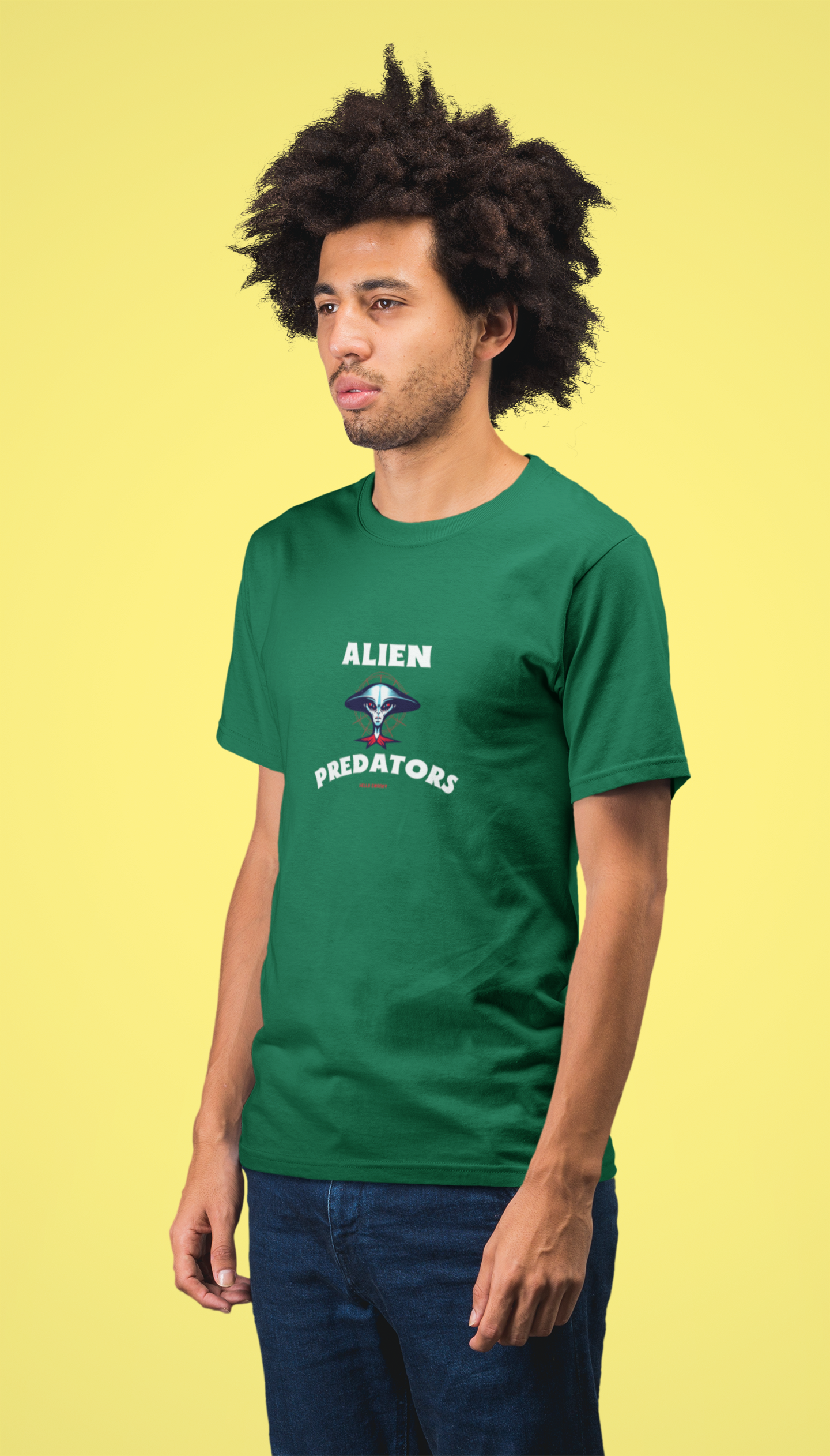 Alien half sleeve bottle green round neck t-shirt for men by hello swanky