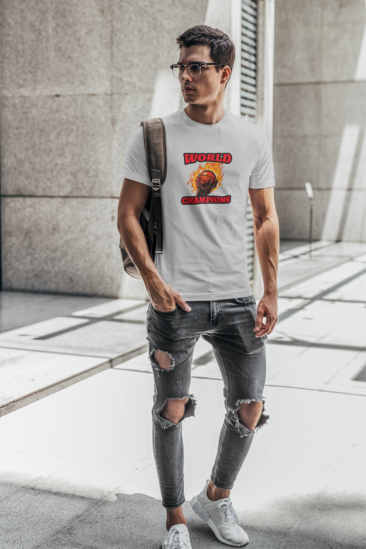 World champions half sleeve grey round neck t-shirt for men by hello swanky