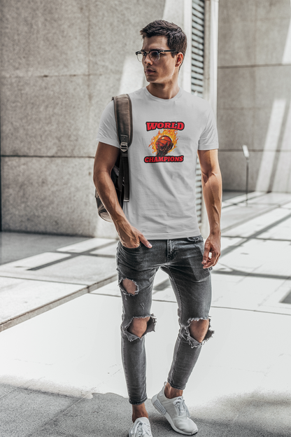 World champions half sleeve grey round neck t-shirt for men by hello swanky
