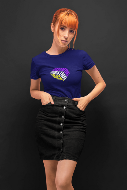 Dream big half sleeve navy blue round neck t-shirt for women by hello swanky