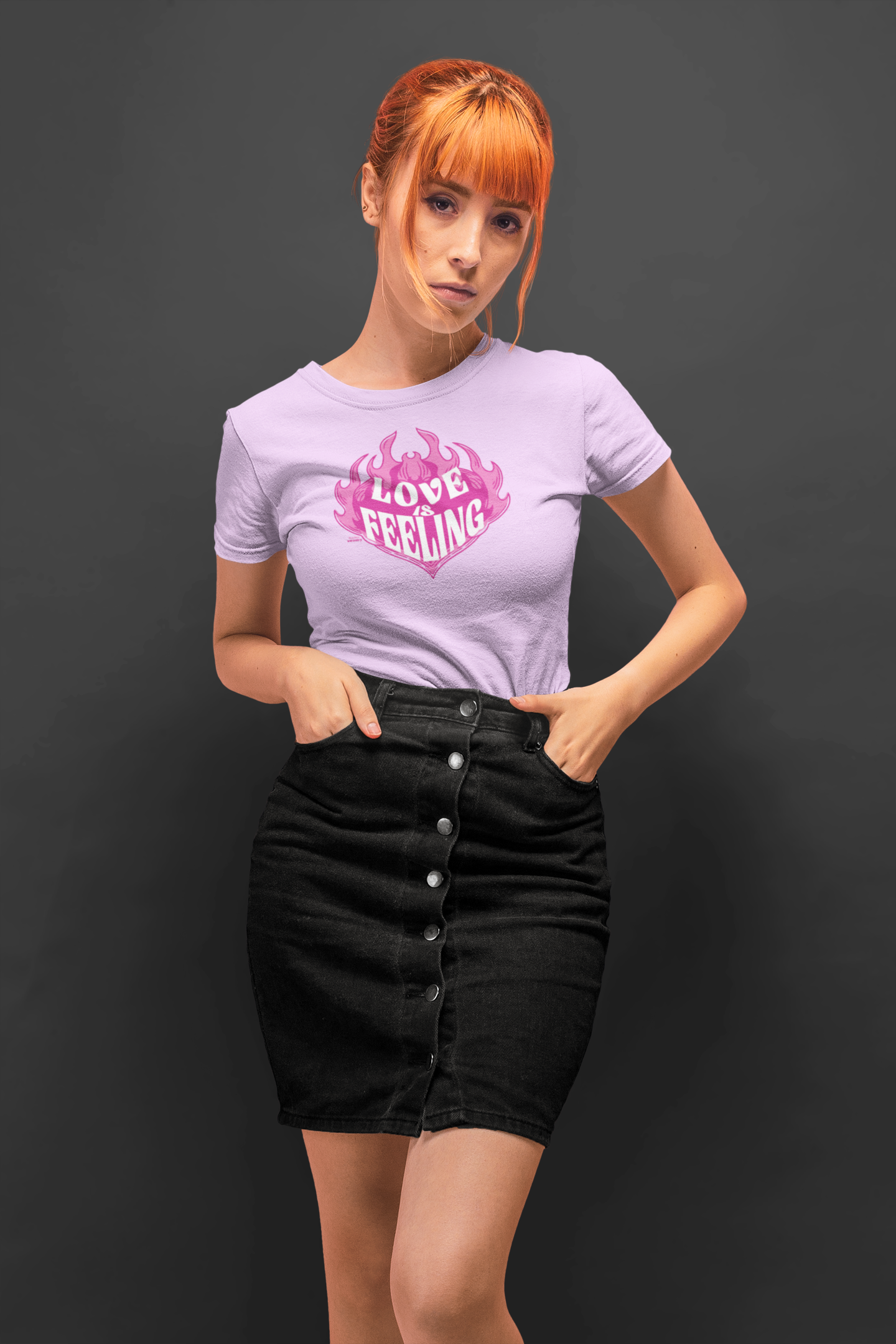 Love is feeling half sleeve lavender round neck t-shirt for women by hello