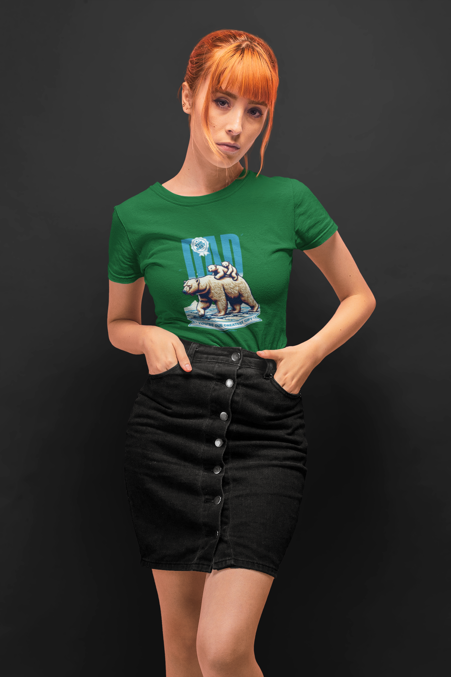 The best dad half sleeve bottle green round neck t-shirt for women by hello