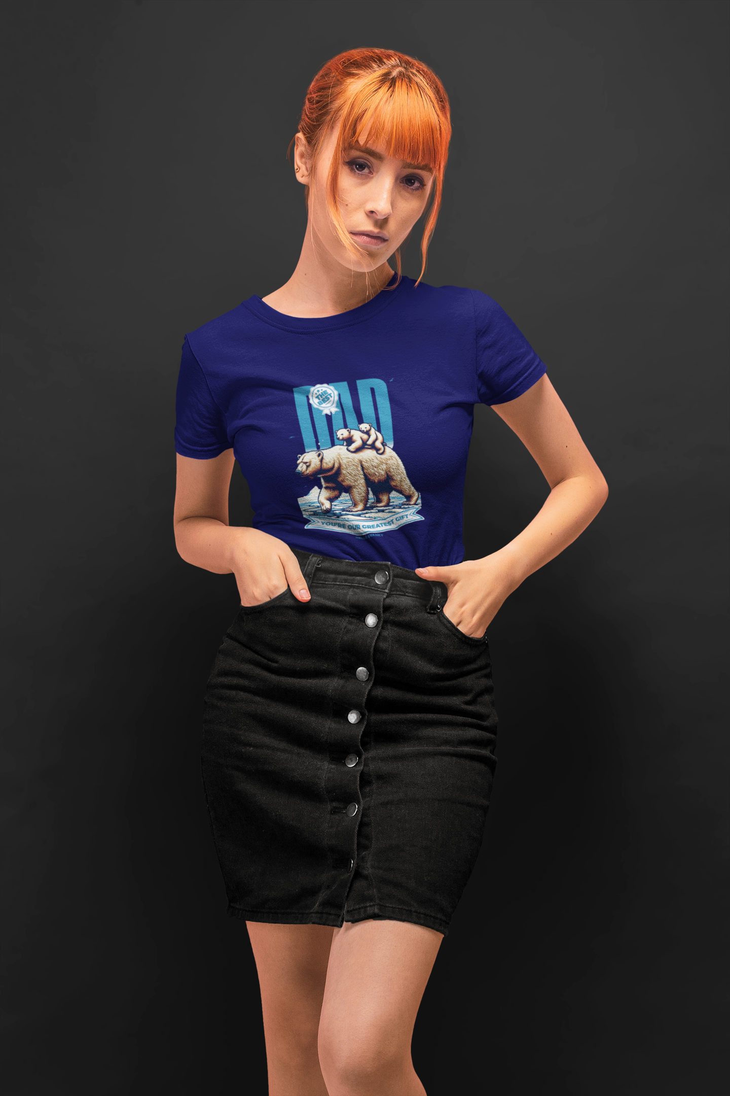 The best dad half sleeve navy blue round neck t-shirt for women by hello swanky