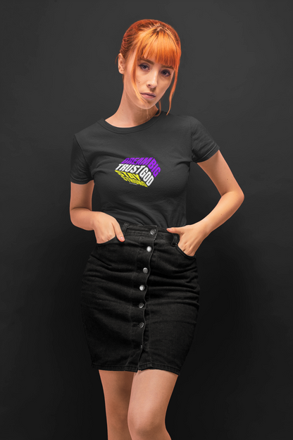 Dream big half sleeve black round neck t-shirt for women by hello swanky - s