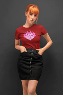 Love Is Feeling Half Sleeve Maroon  Round Neck T-Shirt for Women by Hello Swanky