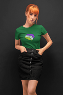 Dream Big  Half Sleeve Bottel Green Round Neck T-Shirt for Women by Hello Swanky