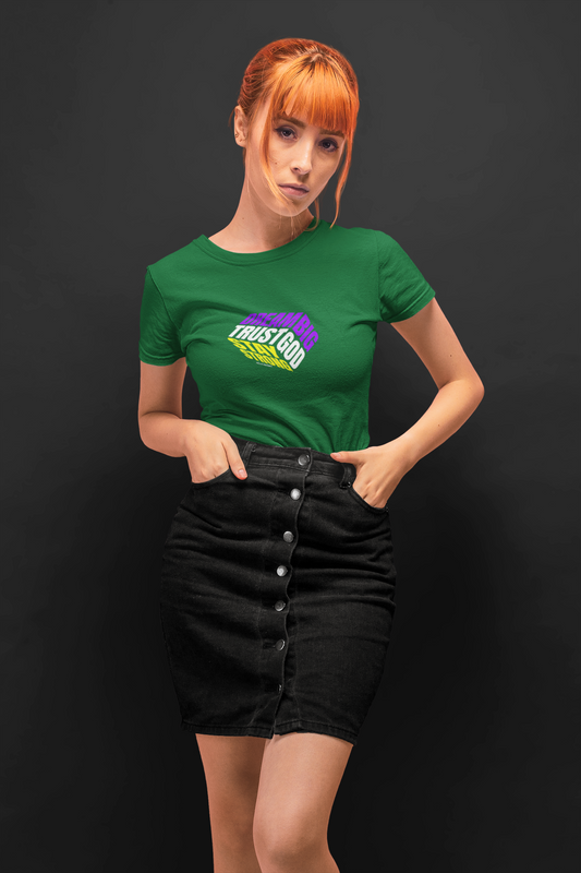 Dream big half sleeve bottel green round neck t-shirt for women by hello swanky