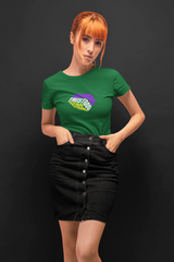 Dream big half sleeve bottel green round neck t-shirt for women by hello swanky
