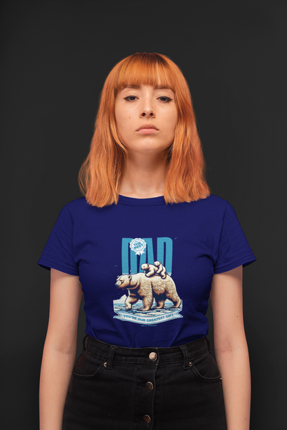 The best dad half sleeve navy blue round neck t-shirt for women by hello swanky