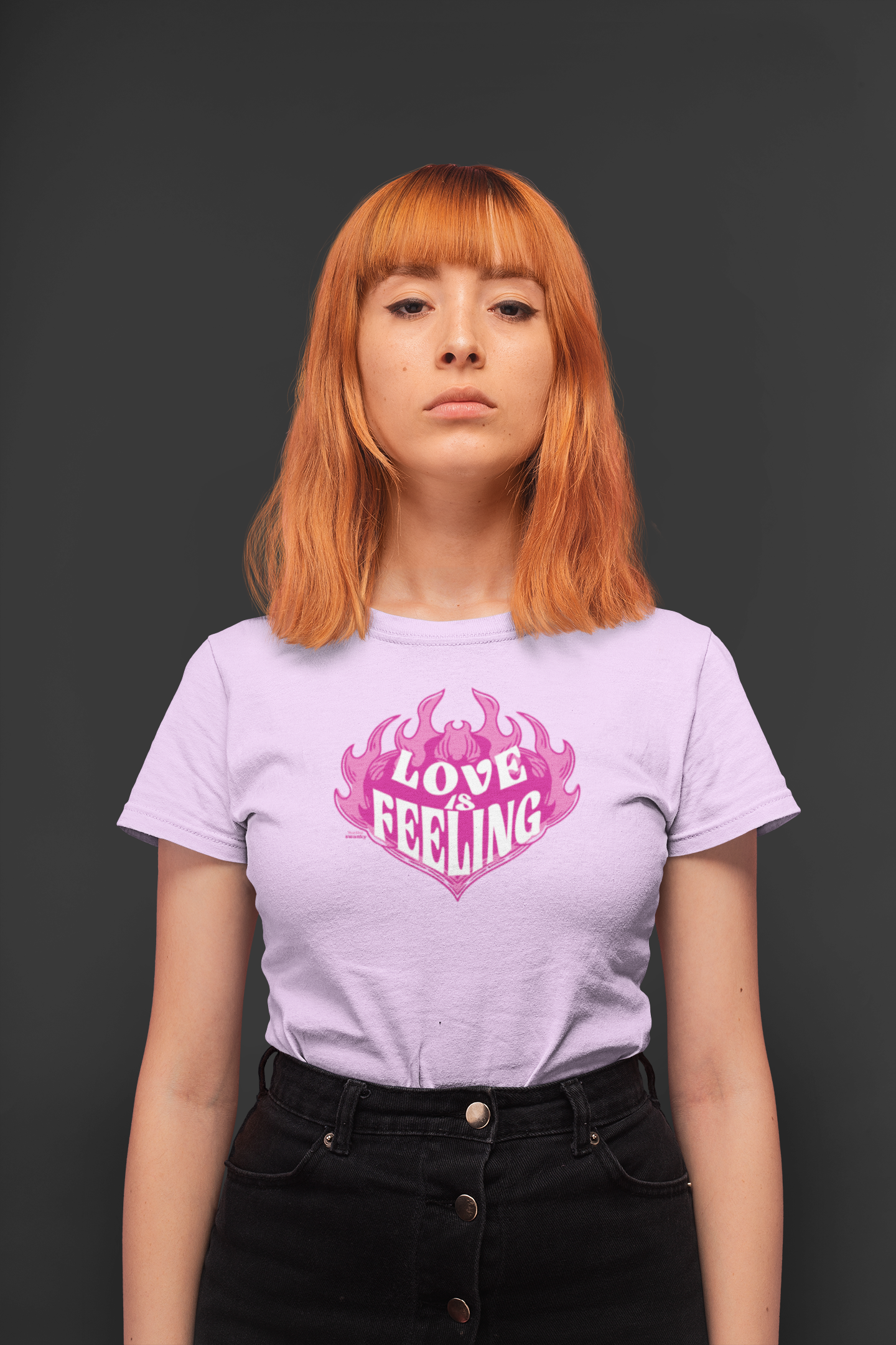 Love is feeling half sleeve lavender round neck t-shirt for women by hello