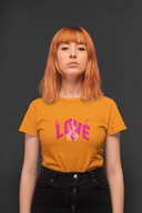 Love Fire Half Sleeve Orange Round Neck T-Shirt for Women by Hello Swanky