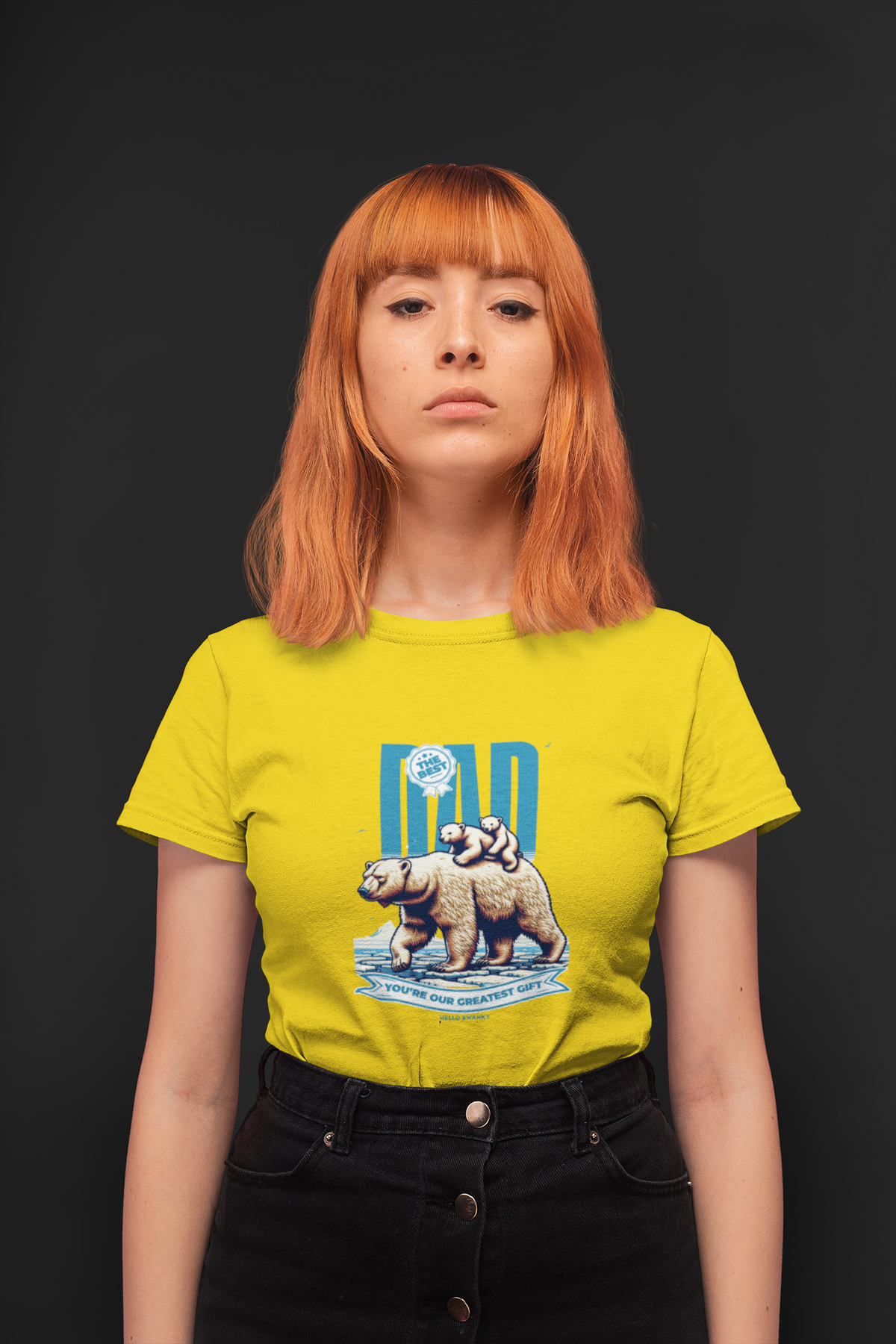 The Best Dad Half Sleeve Yellow Round Neck T-Shirt for Women by Hello Swanky