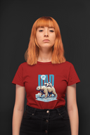 The Best Dad Half Sleeve Maroon Round Neck T-Shirt for Women by Hello Swanky