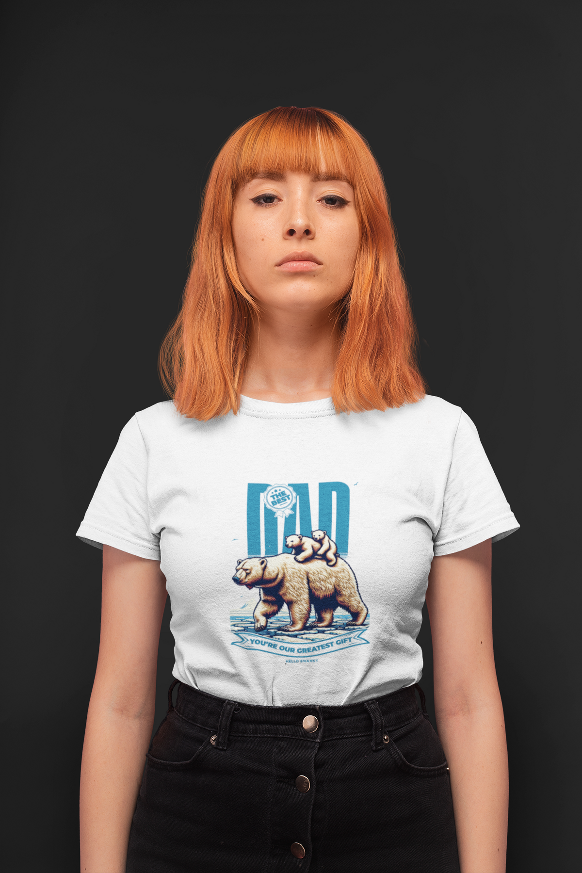 The Best Dad Half Sleeve White Round Neck T-Shirt for Women by Hello Swanky