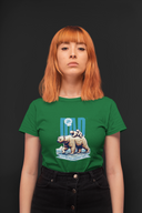 The Best Dad Half Sleeve Bottle Green Round Neck T-Shirt for Women by Hello Swanky